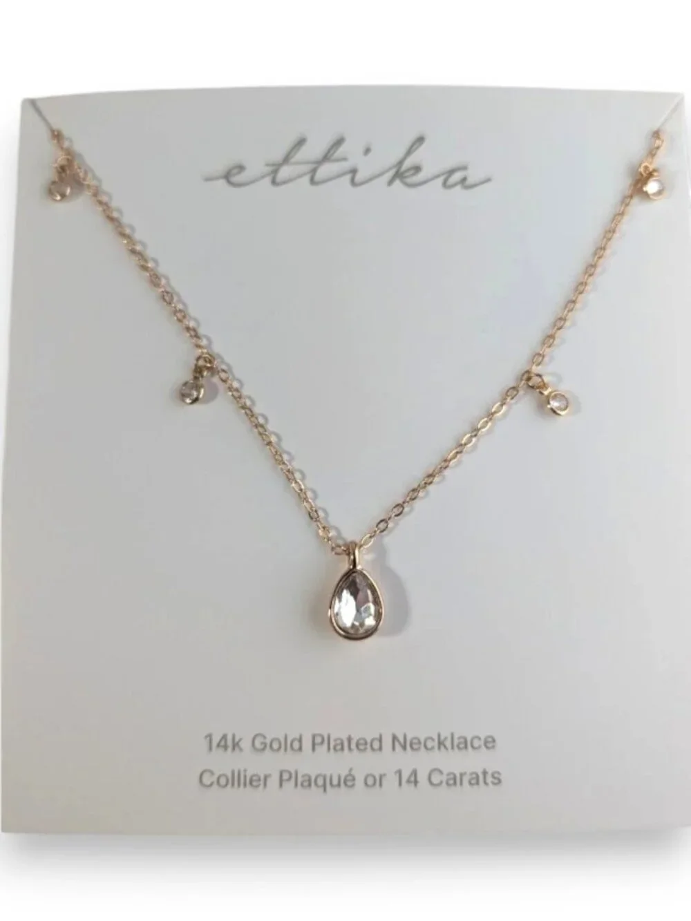 Ettika Dripping Crystals Tear Drop Necklace 14k Gold Plated